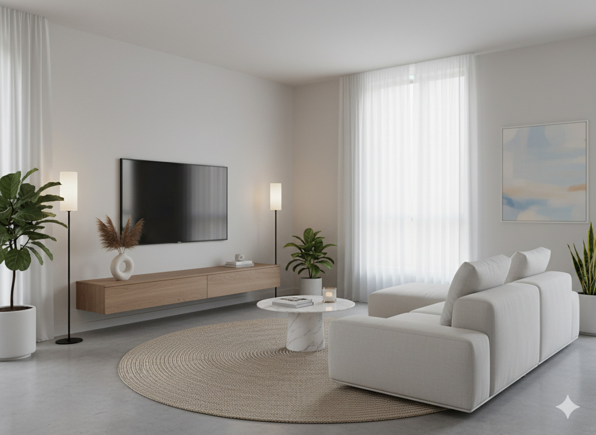 Minimalistische woonkamer